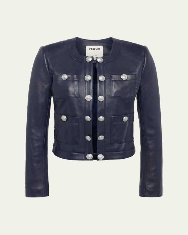 Jayde Collarless Leather Jacket
